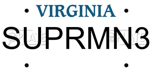 SUPRMN3 Virginia License Plate