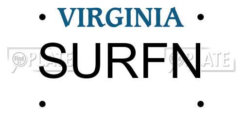 SURFN Virginia License Plate