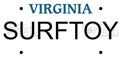 SURFTOY Virginia License Plate