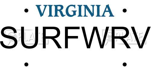 SURFWRV Virginia License Plate