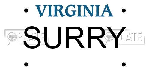 SURRY Virginia License Plate