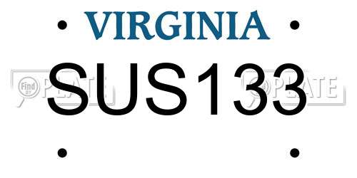 SUS133 Virginia License Plate