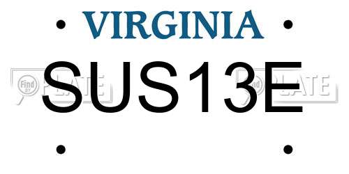SUS13E Virginia License Plate