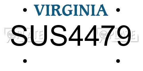 SUS4479 Virginia License Plate