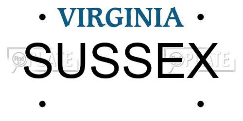 SUSSEX Virginia License Plate