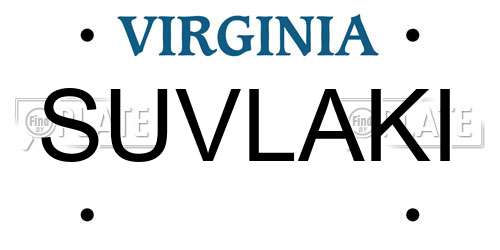 SUVLAKI Virginia License Plate