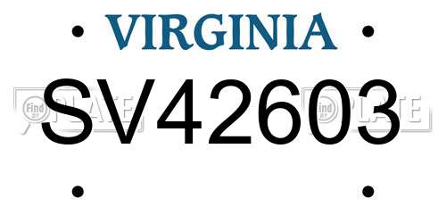 SV42603 Virginia License Plate