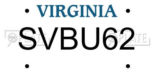 SVBU62 Virginia License Plate