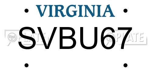 SVBU67 Virginia License Plate
