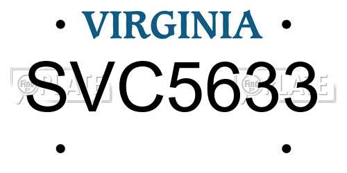 SVC5633 Virginia License Plate