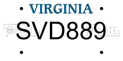 SVD889 Virginia License Plate
