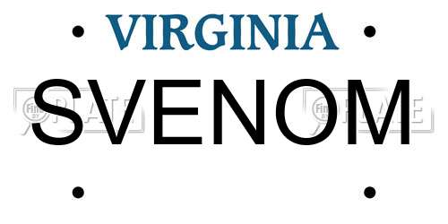 SVENOM Virginia License Plate