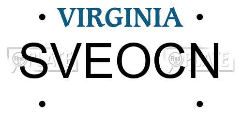 SVEOCN Virginia License Plate