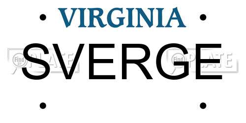 SVERGE Virginia License Plate