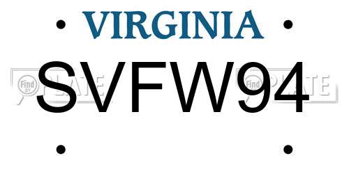 SVFW94 Virginia License Plate