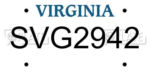 SVG2942 Virginia License Plate