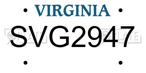 SVG2947 Virginia License Plate