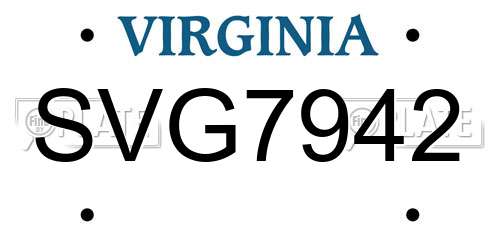 SVG7942 Virginia License Plate