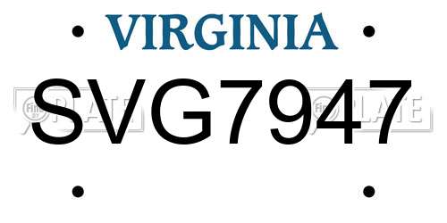 SVG7947 Virginia License Plate
