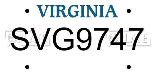 SVG9747 Virginia License Plate
