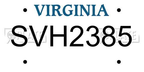 SVH2385 Virginia License Plate