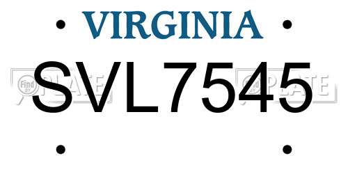 SVL7545 Virginia License Plate