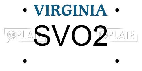 SVO2 Virginia License Plate
