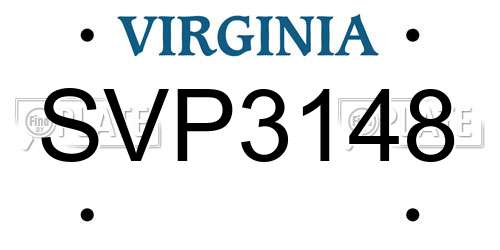 SVP3148 Virginia License Plate