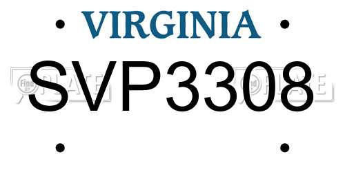 SVP3308 Virginia License Plate