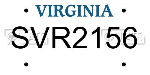 SVR2156 Virginia License Plate