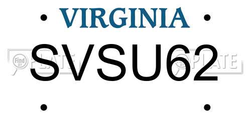 SVSU62 Virginia License Plate