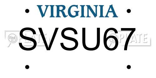 SVSU67 Virginia License Plate