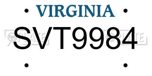 SVT9984 Virginia License Plate