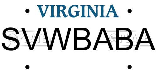 SVWBABA Virginia License Plate