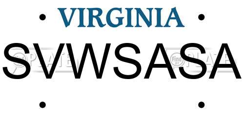 SVWSASA Virginia License Plate