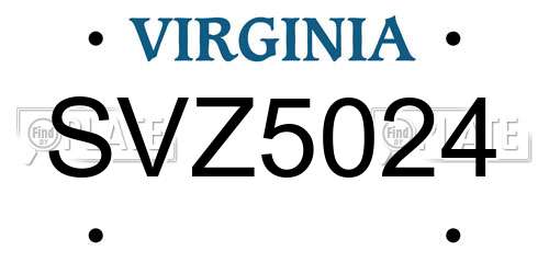 SVZ5024 Virginia License Plate