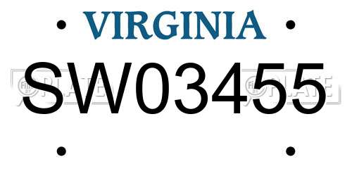 SW03455 Virginia License Plate