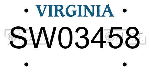 SW03458 Virginia License Plate