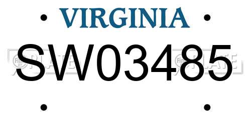SW03485 Virginia License Plate