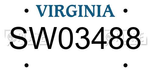 SW03488 Virginia License Plate