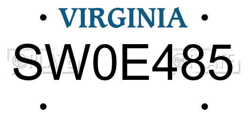 SW0E485 Virginia License Plate