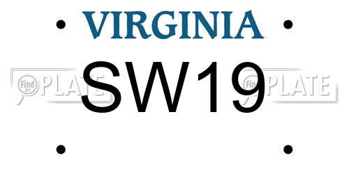 SW19 Virginia License Plate