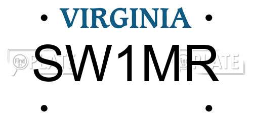 SW1MR Virginia License Plate