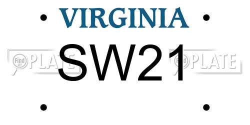 SW21 Virginia License Plate