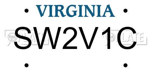 SW2V1C Virginia License Plate
