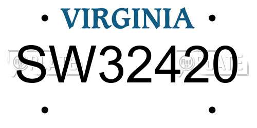 SW32420 Virginia License Plate