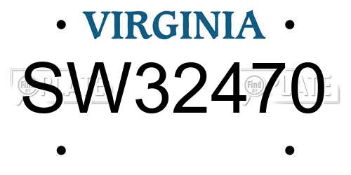 SW32470 Virginia License Plate