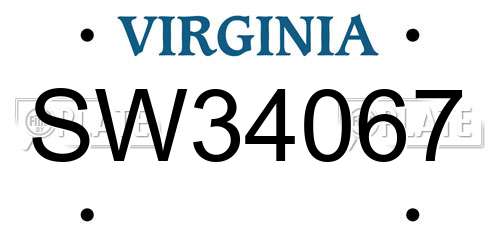 SW34067 Virginia License Plate