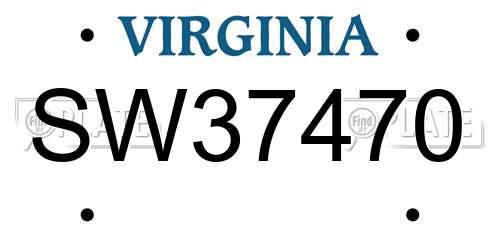 SW37470 Virginia License Plate