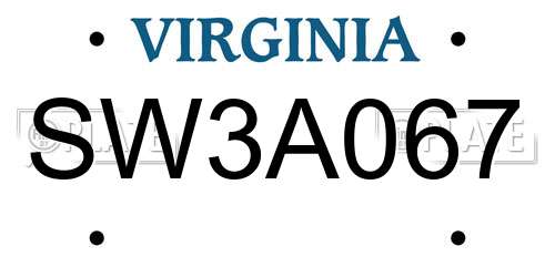 SW3A067 Virginia License Plate